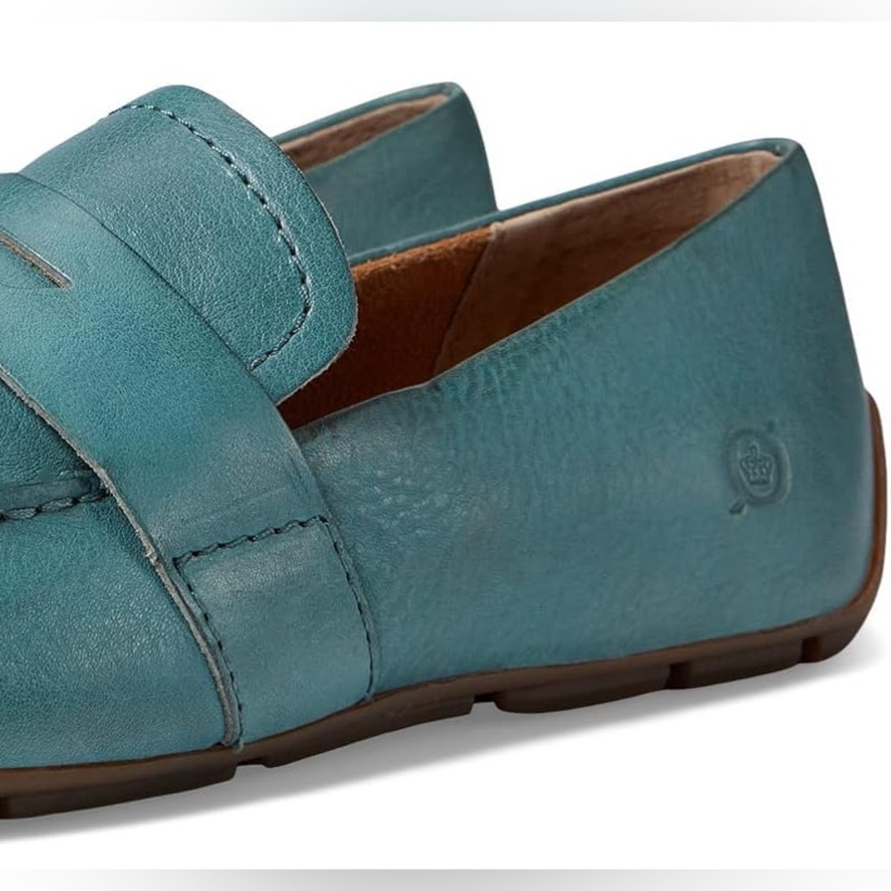 BORN Melinda Penny Loafer Flats Comfort Shoe Size 8 Turquoise Leather NEW $125 - Picture 6 of 7